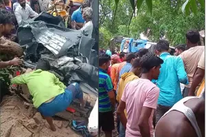 लीलापुर थाना क्षेत्र में टैंकर-टेंपो भिड़ंत  आठ लोगों की मौत, सीएम ने जताया दुख।